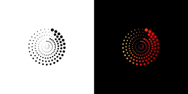 Diseño de logotipo en espiral punteado con un concepto único de vector premium