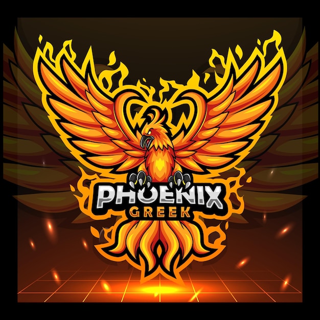 Diseño de logotipo de esport de mascota de ave fénix