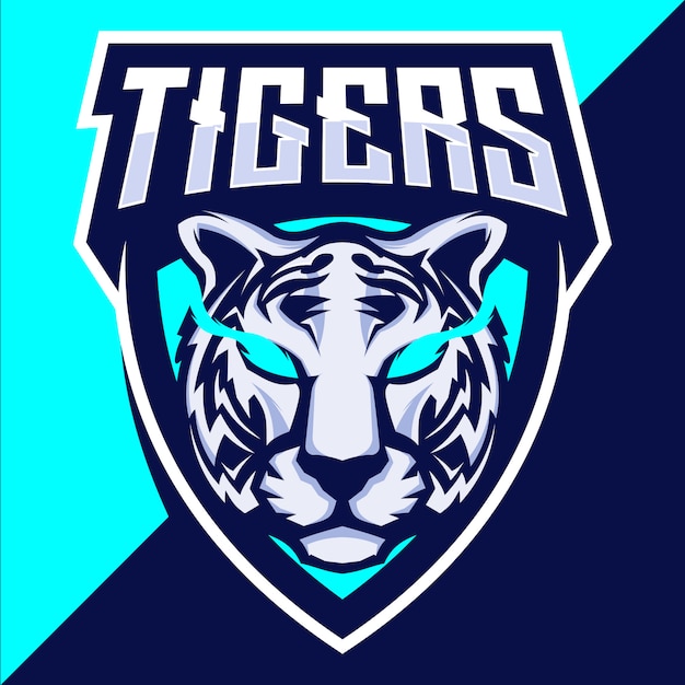 Diseño de logotipo de esport de mascota de cabeza de tigre