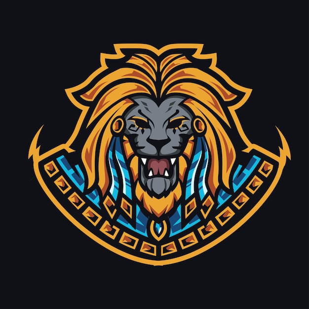 Diseño de logotipo de esport de mascota de egipto león