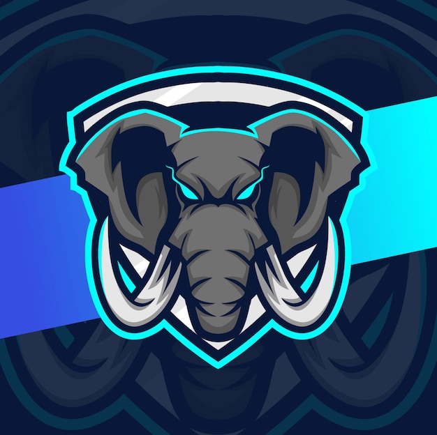 Diseño de logotipo de esport mascota de elefante