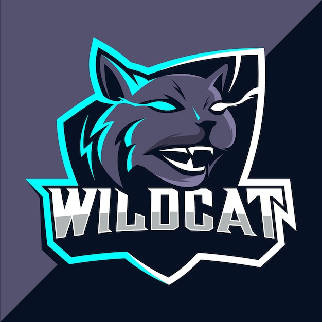 Diseño de logotipo de esport de mascota de gatos monteses