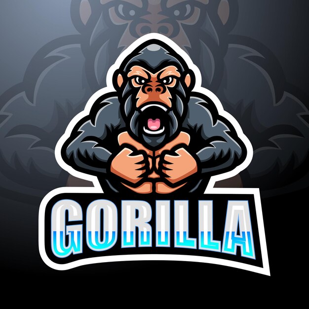 Diseño de logotipo de esport de mascota gorila
