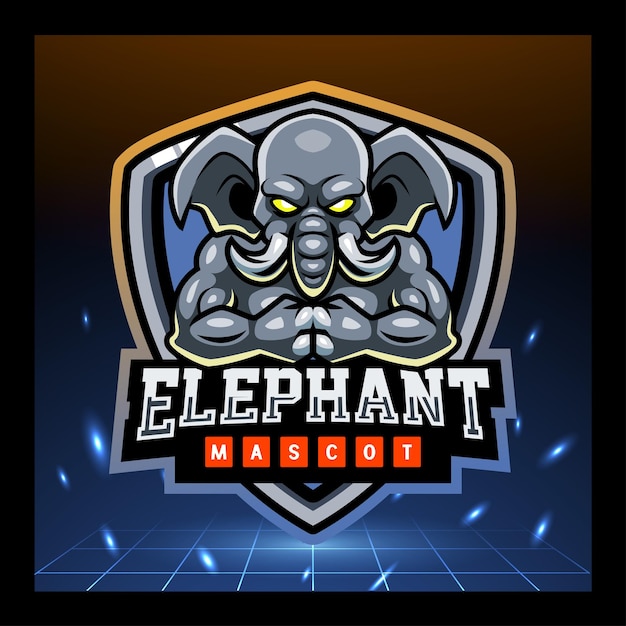 Diseño de logotipo de esport de mascota de juego de elefante
