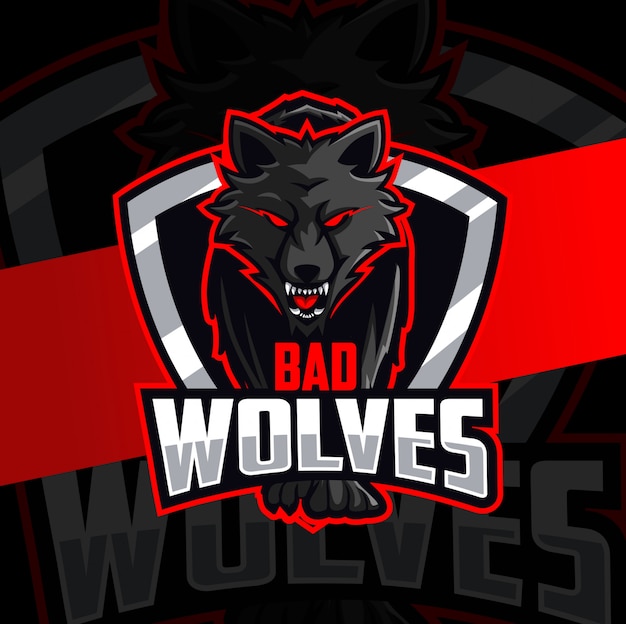 Vector diseño de logotipo de esport de mascota de lobos malos