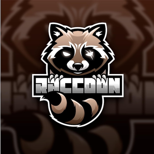 Diseño de logotipo de esport de mascota de mapache vectorial