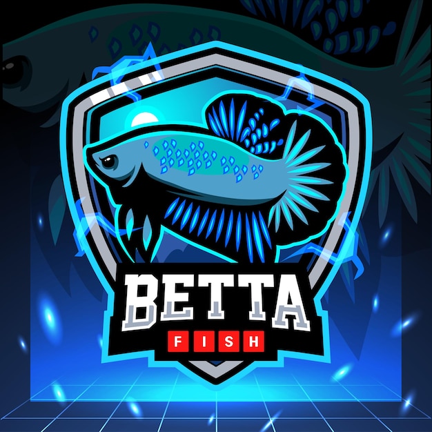 Diseño de logotipo de esport de mascota de pez betta