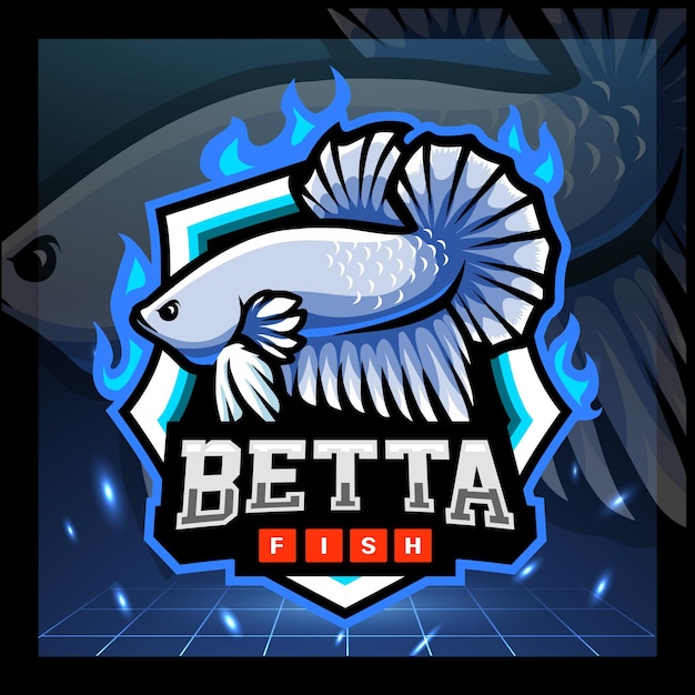 Diseño de logotipo de esport de mascota de pez betta