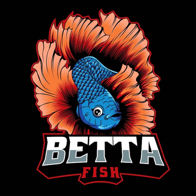 Vector diseño de logotipo de esport de mascota de pez betta