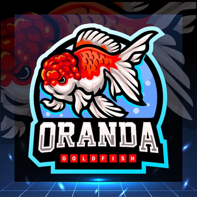 Diseño de logotipo de esport de mascota de pez dorado de oranda