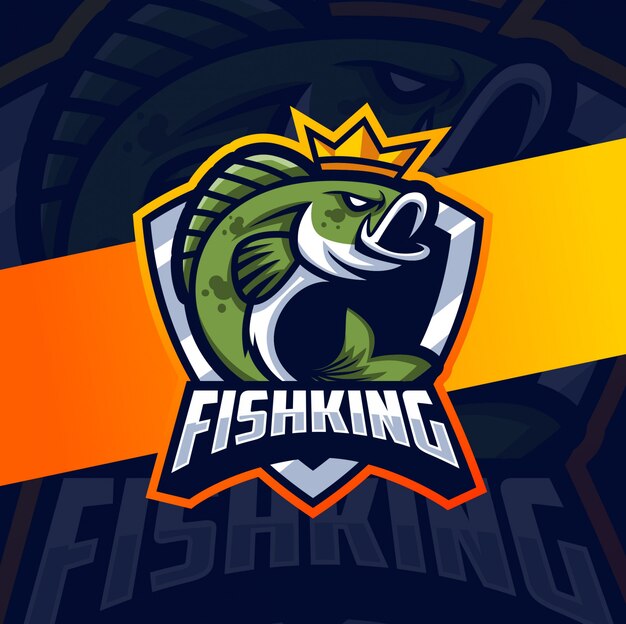 Diseño de logotipo esport de mascota de pez rey