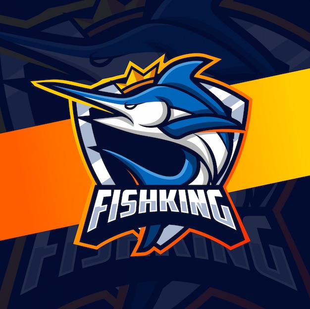 Diseño de logotipo esport de mascota de pez rey