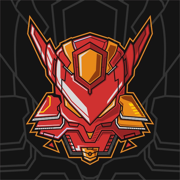 Diseño de logotipo de esport de mascota de robot de cabeza de zorro
