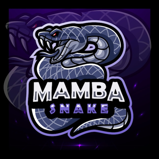 El diseño del logotipo de esport de la mascota de la serpiente mamba negra