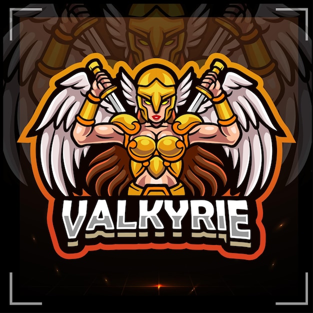 Diseño de logotipo de esport de la mascota de valkyrie