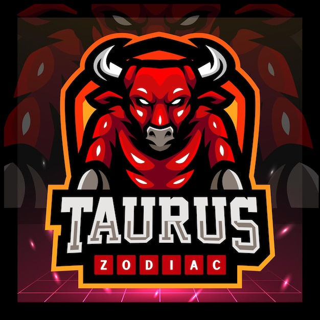 Diseño del logotipo de esport de la mascota del zodiaco Tauro