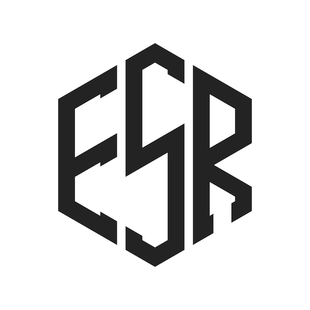 Diseño del logotipo de ESR Letra inicial ESR Monograma Logotipo con forma de hexágono