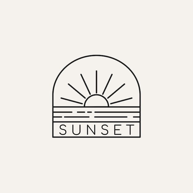 Vector diseño de logotipo de estilo de arte de línea de puesta de sol ilustración vectorial