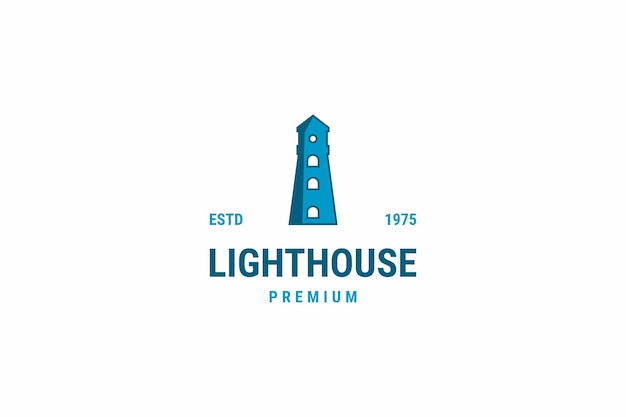 Diseño de logotipo de estilo de arte de línea simple de concepto de isla de torre de faro moderno