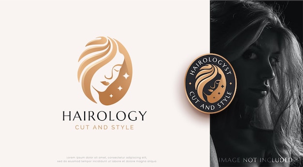 Diseño de logotipo de estilo de cabello de mujer de belleza