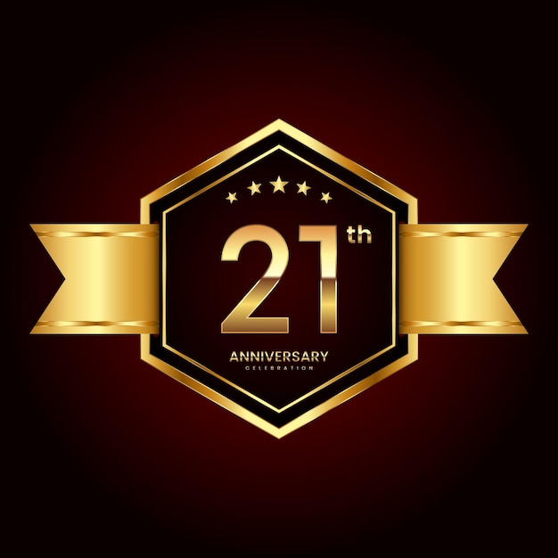 Diseño de logotipo con estilo de emblema para el 21 aniversario.