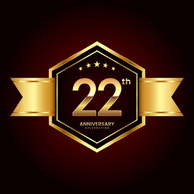 Diseño de logotipo con estilo de emblema para el 22 aniversario.