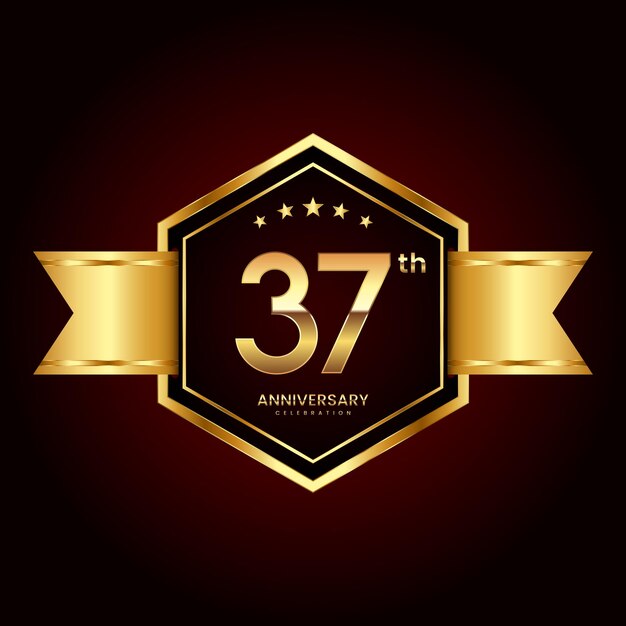Diseño de logotipo con estilo de emblema para el 37 aniversario.