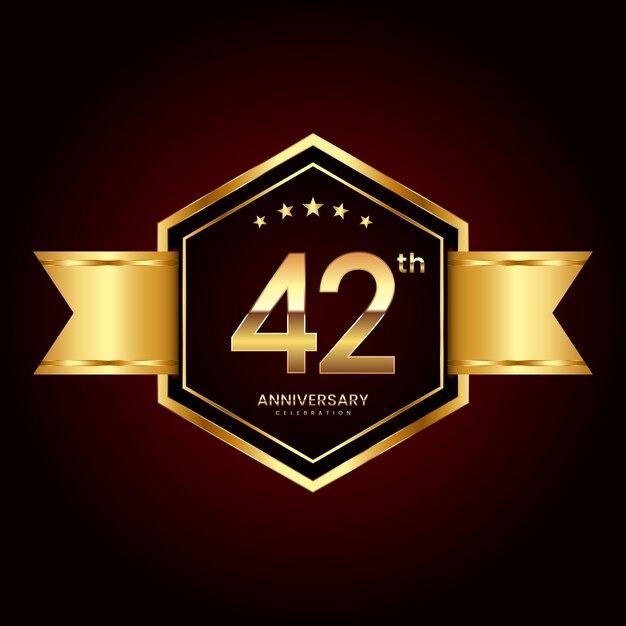 Diseño de logotipo con estilo de emblema para el 42 aniversario.