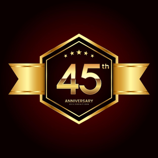 Diseño de logotipo con estilo de emblema para el 45 aniversario.