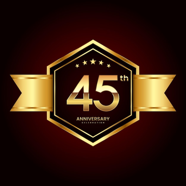 Vector diseño de logotipo con estilo de emblema para el 45 aniversario.