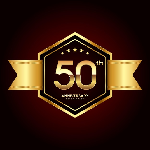 Diseño de logotipo con estilo de emblema para el 50 aniversario.