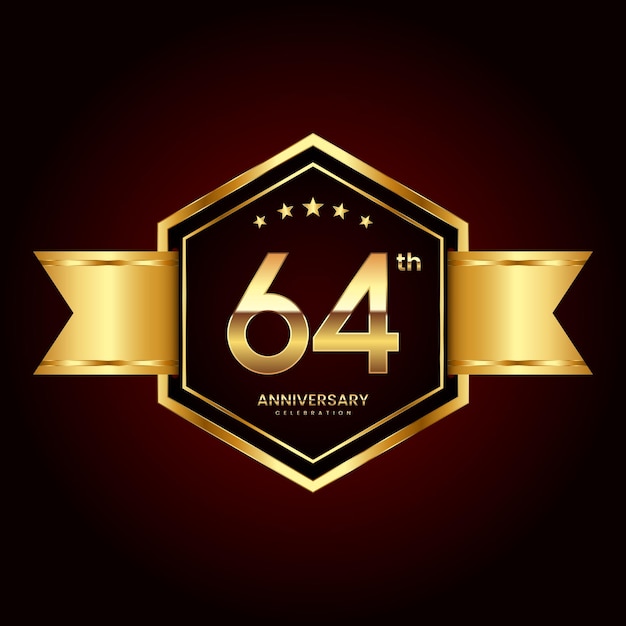 Diseño de logotipo con estilo de emblema para el 64 aniversario.