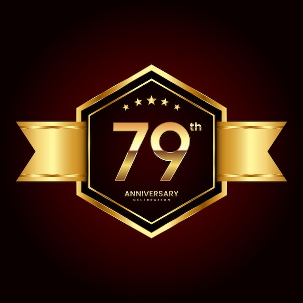 Diseño de logotipo con estilo de emblema para el 79 aniversario.