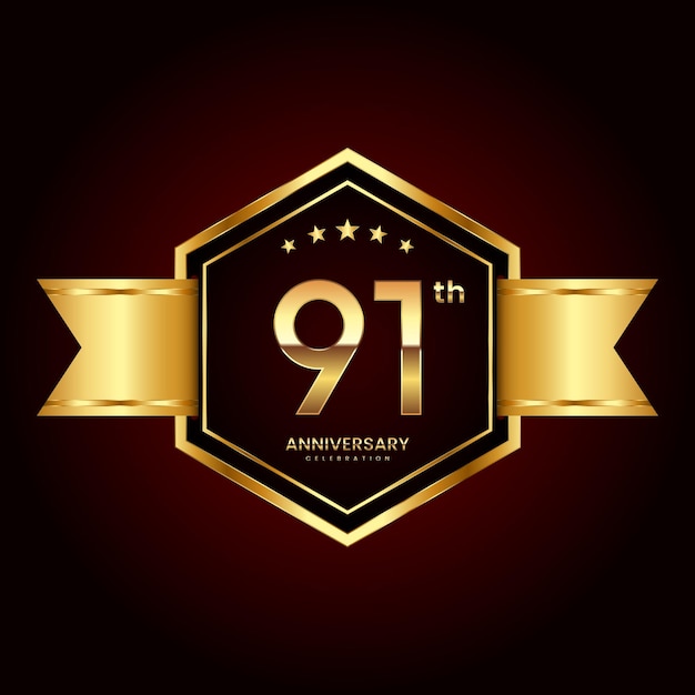 Diseño de logotipo con estilo de emblema para el 91 aniversario.