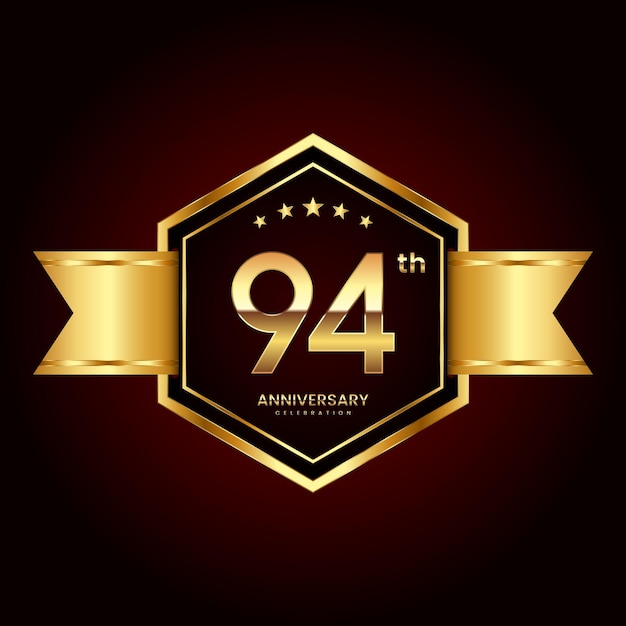 Diseño de logotipo con estilo de emblema para el 94 aniversario.