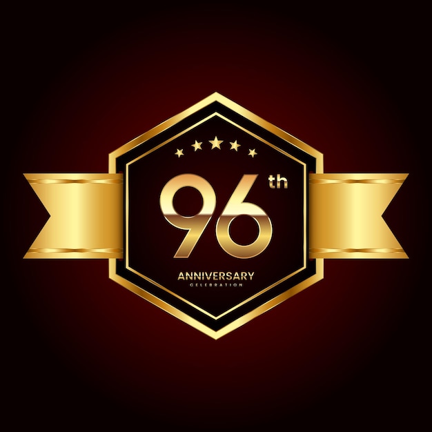 Diseño de logotipo con estilo de emblema para el 96 aniversario.