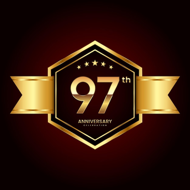 Diseño de logotipo con estilo de emblema para el 97 aniversario.