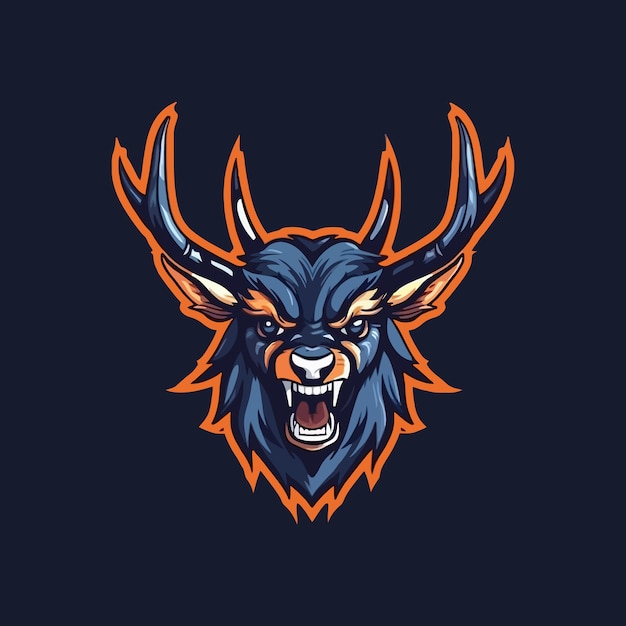 Diseño de logotipo estilo Esport ilustración de vector de ciervo enojado