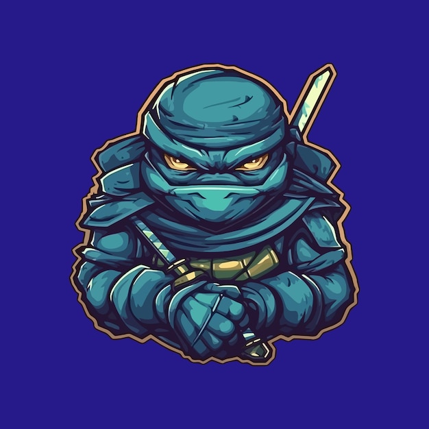 Vector diseño de logotipo estilo esport tortuga ninja ilustración vectorial