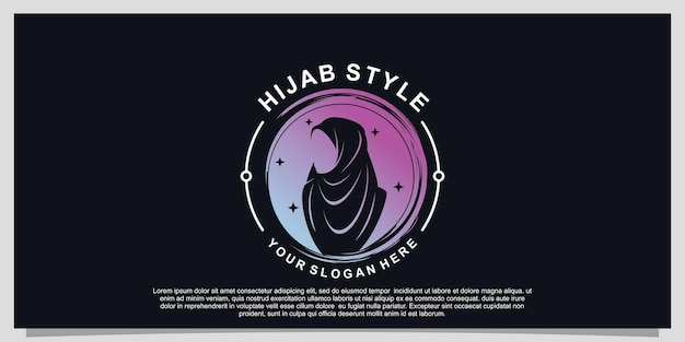 Diseño de logotipo de estilo hijab para hijab o bufanda fashion muslimah con concepto único Premium Vector Parte 12