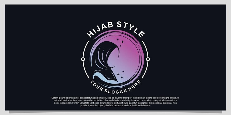 Vector diseño de logotipo estilo hijab para hijab o bufanda fashion muslimah con concepto único premium vector parte 6