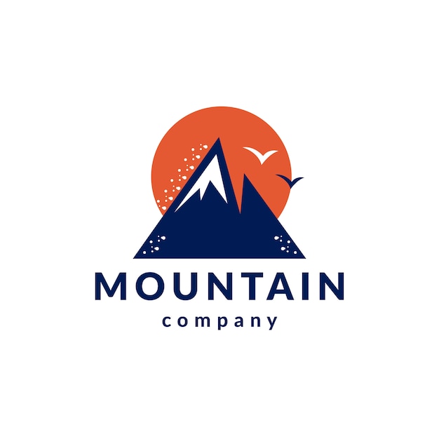 Diseño de logotipo de estilo limpio de pájaros de montaña