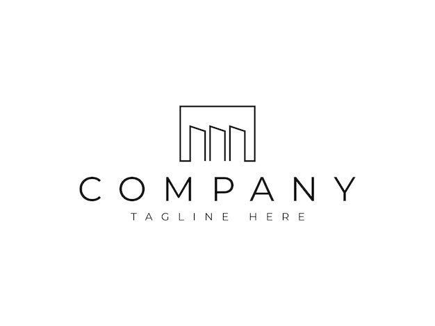 diseño de logotipo de estilo de línea de construcción de la ciudad