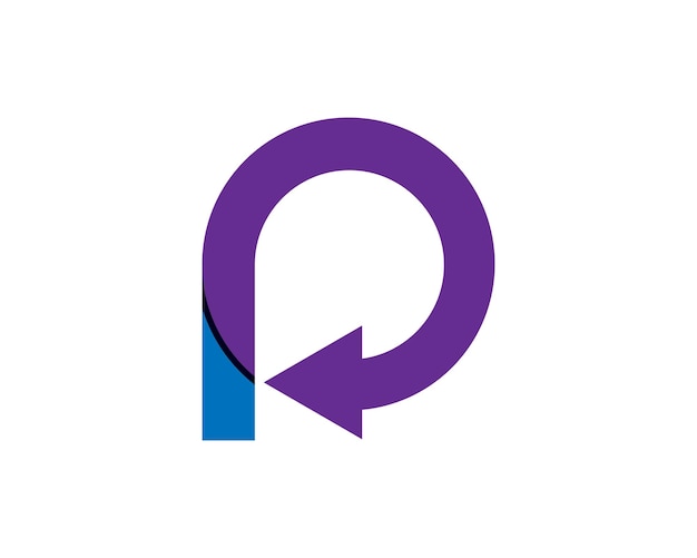 Diseño de logotipo de estilo minimalista con la inicial P creativa y la flecha