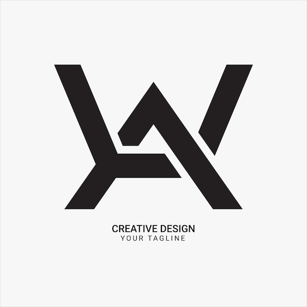 Diseño de logotipo de estilo mínimo moderno y único con un patrón de arte de línea de monograma plano WA o AW creativo