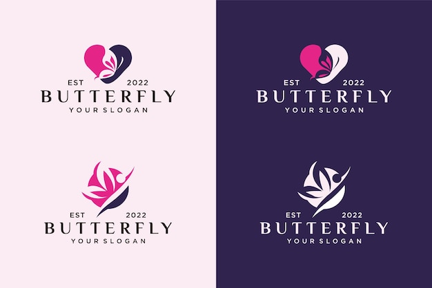 diseño de logotipo de estilo spa de lujo de belleza de mariposa minimalista