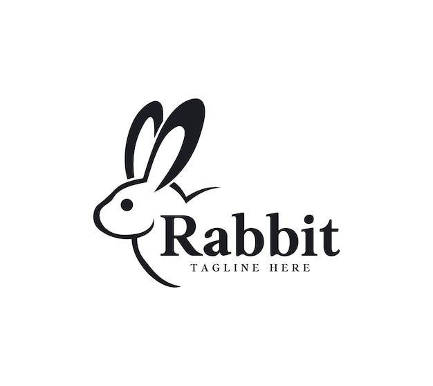 Diseño de logotipo de estilo de texto de conejo plantilla de ilustración vectorial