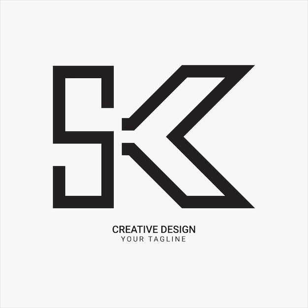 Diseño de logotipo de estilo único de marca moderna con patrón de línea de monograma inicial SK o KS creativo
