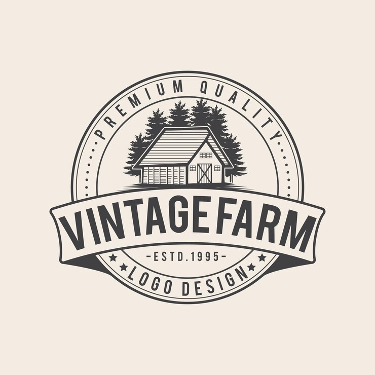 Diseño de logotipo de estilo vintage de antigüedades de decoración del hogar de granja