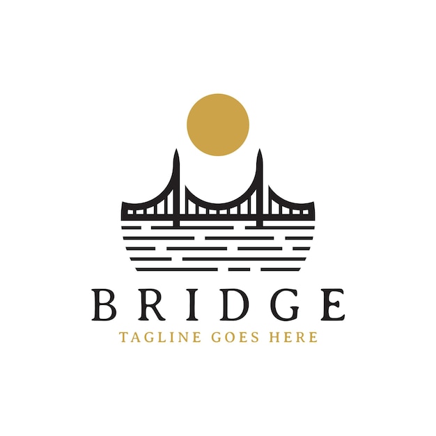 Vector diseño del logotipo de estilo vintage del puente